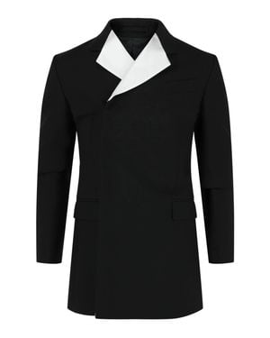 Ferragamo Silk Trimmed Double-Breasted Blazer - Black