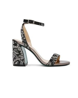 Betsey Johnson By Jet Strappy Womensblack Snake Ankle Strap Heel Zogg310 - Metallic