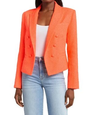 L'Agence Pre-Loved Brooke Double Breasted Tweed Cropped Blazer - Orange