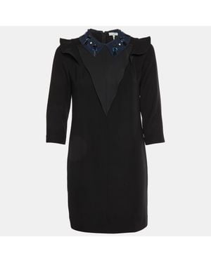 Sandro Crepe Embellished Collar Dress - Black