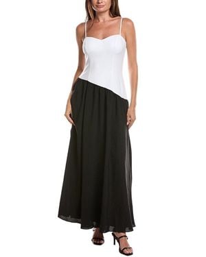 Rene Ruiz Sweetheart Colorblock Drop-Waist Maxi Dress - Black