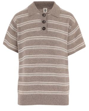 THE GARMENT Striped Wool-Cashmere Polo Shirt - Gray