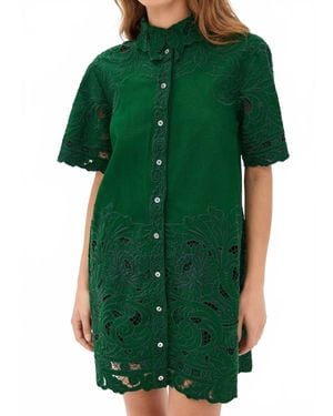 Sea Ceci Embroidery Shirt Dress - Green