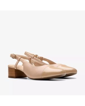 Clarks Marilyn Rose 26181614 Pump Leather Block Heel Rhs5568 - Pink