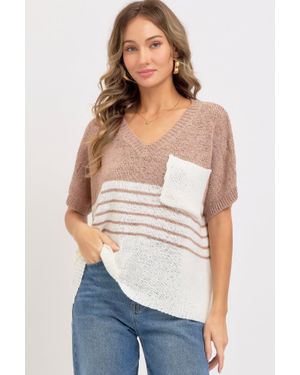 Fashnzfab Casual Oversized Knit Top - Blue