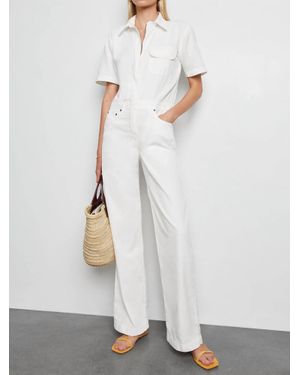Rivet Utility Pre-Loved Girlfriend Denim Jumpsuit - White