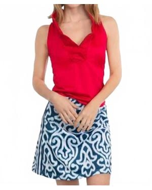 Gretchen Scott Ruffneck Sleeveless Top - Red