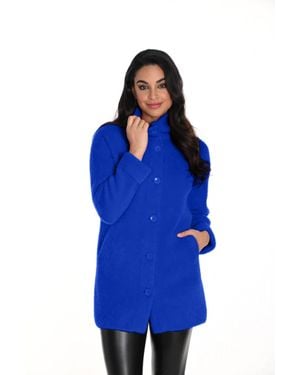 FRANK LYMAN Rhea Eyelash Knit Jacket - Blue