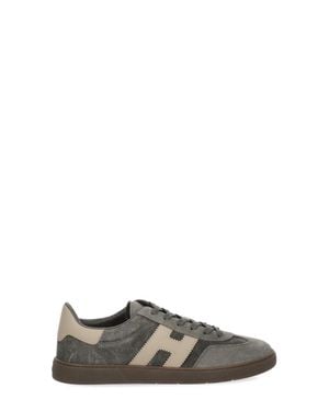 Hogan H Detail Heel Suede Low-Top Sneakers - Gray