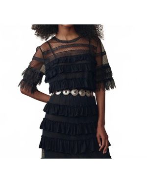 The Great The Winter Mesh Flounce Top - Blue