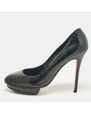 Gina Patent Leather Platform Pumps - Black