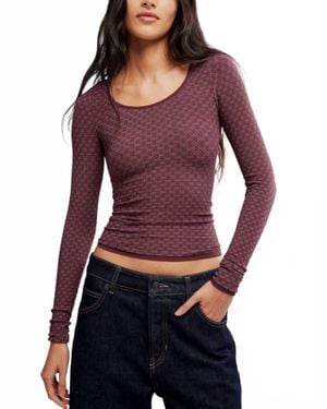 Free People Love Letter Long Sleeve Top - Purple