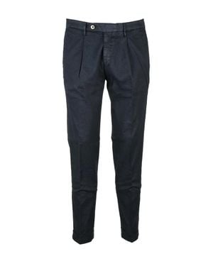 Michael Coal Multi-Color Tailored Pants With Cuffed Hems - Blue