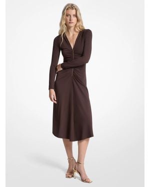 Michael Kors Ruched Stretch Matte Jersey Dress - Metallic