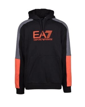 EA7 Panel Cotton Hoodie - Black