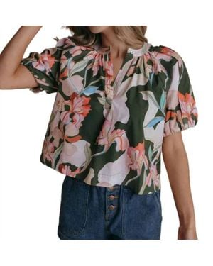 Laroque Henley Floral Blouse - Black