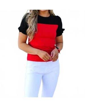 Michelle Mcdowell Short Puff Sleeves Blakeley Top - Red