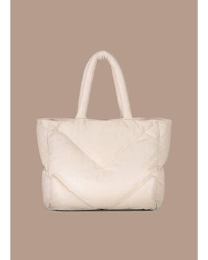 Summum Quilted Leather Puffy Shoulder Bag - Natural