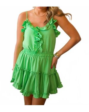 Sincerely Ours Tropicana Ruffle Mini Dress - Green