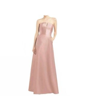 Alfred Sung Long Strapless Satin Twill Gown - Pink