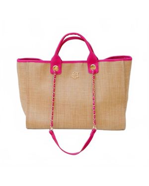 Caroline Hill Missy Natural Tote Bag - Pink
