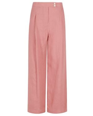 Eleventy Raspberry Front-Dart Straight-Leg Linen Pants - Pink