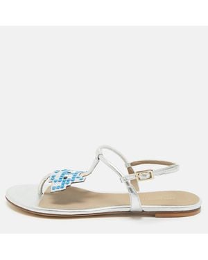 Anya Hindmarch Leather Ankle Strap Flat Sandals - Natural