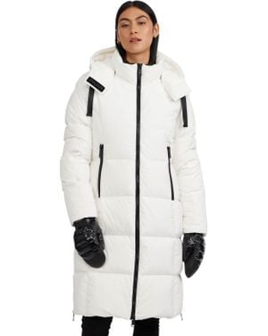 Pajar Zaniah Mixed Media Quilted Puffer With Detachable Hood - White
