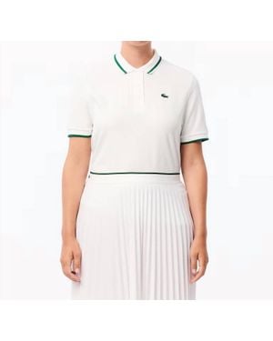 Lacoste Uv Protect Stripe Collar Tennis Polo - White