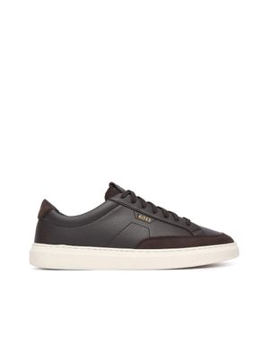 BOSS Smooth Leather Lace-Up Sneakers - Brown