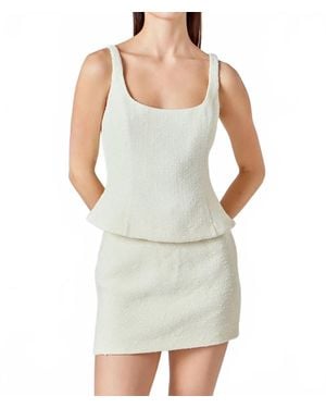 2.7 August Apparel Tweed Skinny Strap Tank Top - White