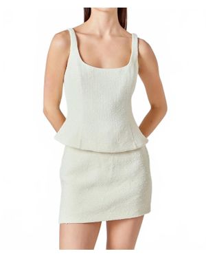2.7 August Apparel Tweed Skinny Strap Tank Top - White