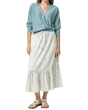 Lilla P Printed Long Peplum Skirt - Blue