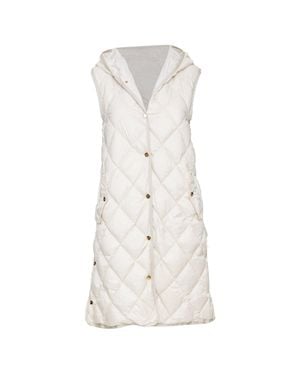 Max Mara Quilted Hooded Light Winter Vest - White