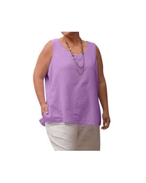 On The Plus Side Crinkle Cotton Sleeveless Top - Purple