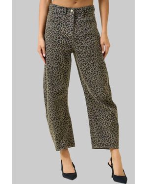 Doe And Rae High Rise Barrel Leg Jeans - Green