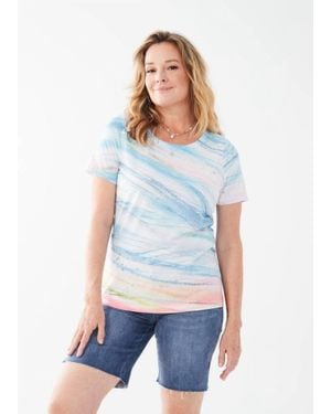 Fdj Sandra Short Sleeve Scoop Neck Knit Top - White