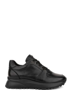 ADRIANNA FERETTI Effortless Textured Tread Lace-Up Leather Ankle Boots - Black