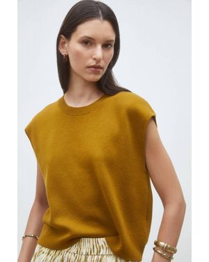 Suncoo Plama Plain Sleeveless Sweater - Yellow