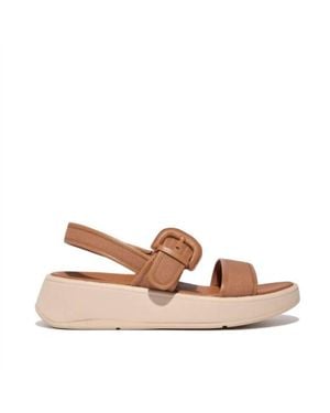 Fitflop Platform Buckled Leather Backstrap Sandal - Brown