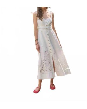 Moon River Sleeveless Eyelet Midi Dress - Gray