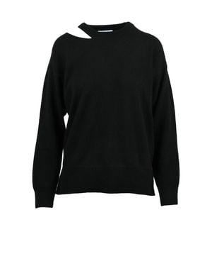 Alpha Studio Crew-Neck Sweater With Asymmetrical Cutout Detail - Black
