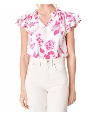 Sugarlips Clarice Floral Bellissima Ruffle Sleeve Top - Pink