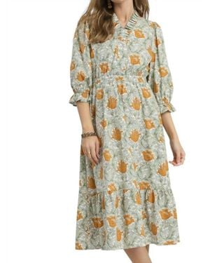 Umgee Abstract Print Midi Dress - Multicolor