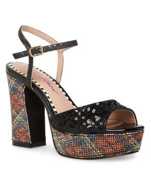 Betsey Johnson Alaia Rhinestone Platforms Heels - Black