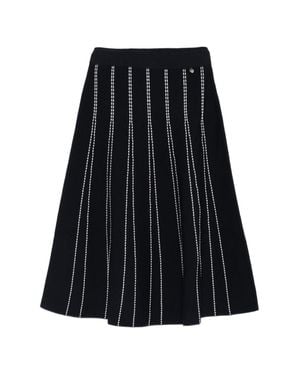 Liu Jo Dark Striped Midi Skirt - Black