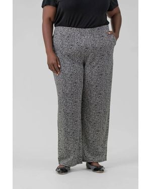 NIC+ZOE Etched Tweed Wide Leg Ankle Pants - Gray