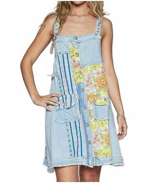 Pol Floral Print Contrast Twill Mini Dress - Blue