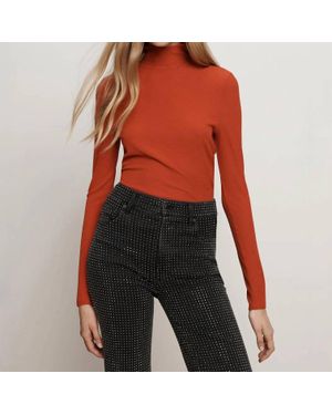 Veronica Beard Wyeth Turtleneck Top - Red