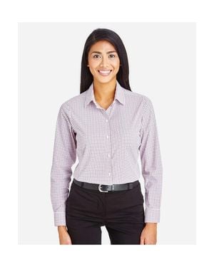 Devon & Jones Crownlux Performancemicro Windowpane Woven Dress Shirt - White